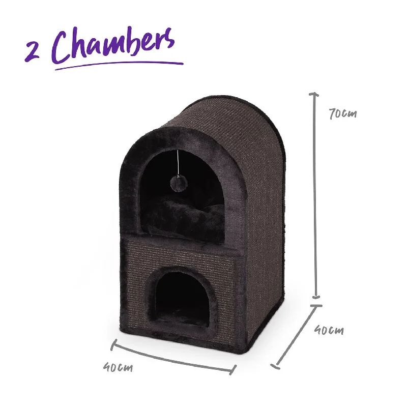 vet-recommended pet probiotics-Kazoo 2 Chambers Cat Den Charcoal