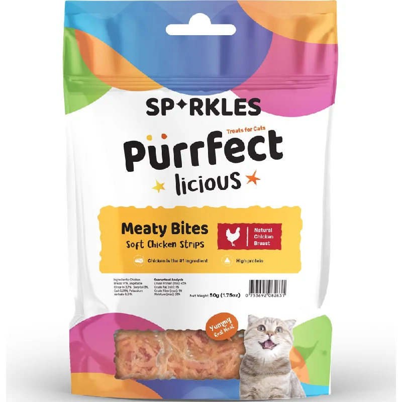 chew-resistant fish tank tubing-3 FOR $8.80: Sparkles Purrfectlicious Meaty Bites Soft Chicken Strips Cat Treats 50g