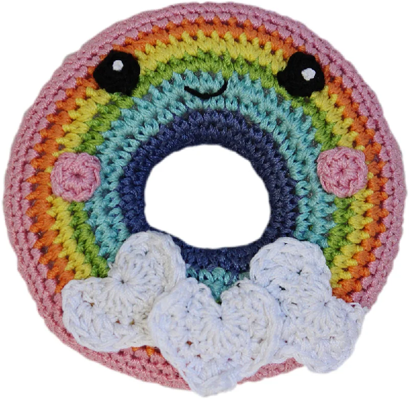 small breed orthopedic dog bed-Rainbow Donut Knit Toy