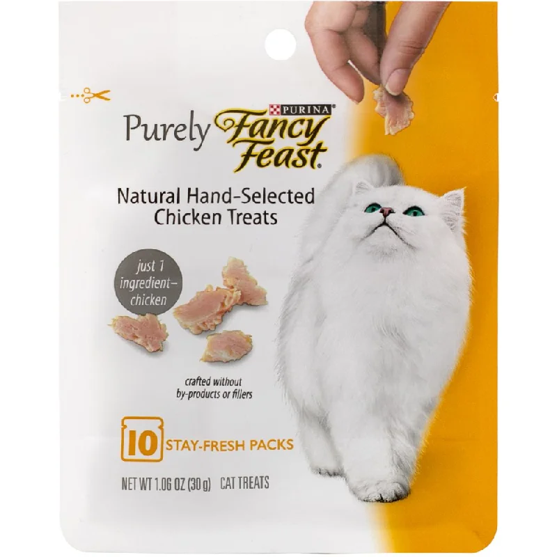 chew-resistant puppy blanket-Fancy Feast Purely Natural Hand-Selected Chicken Cat Treats 30g