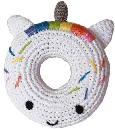 chew-resistant dog frisbee-Unicorn Donut Knit Toy