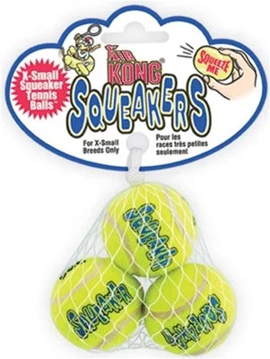 dog-friendly toothpaste-Air Kong Squeaker Tennis Balls - X-Small 3pk.