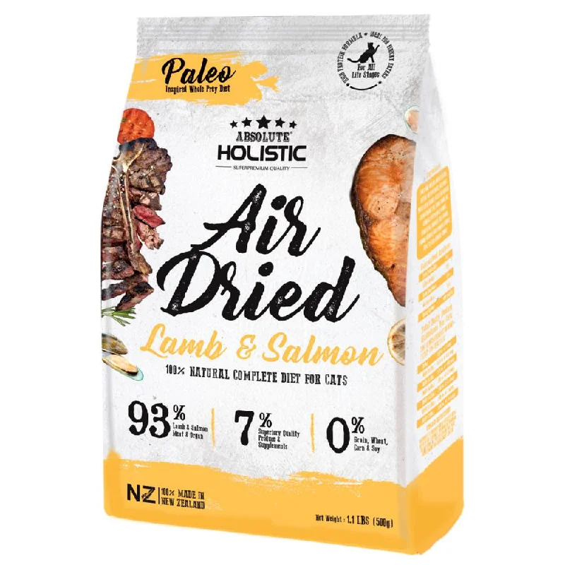 pet-safe all-natural ear cleaner-Absolute Holistic Lamb & Salmon Air Dried Grain-Free Cat Food 500g