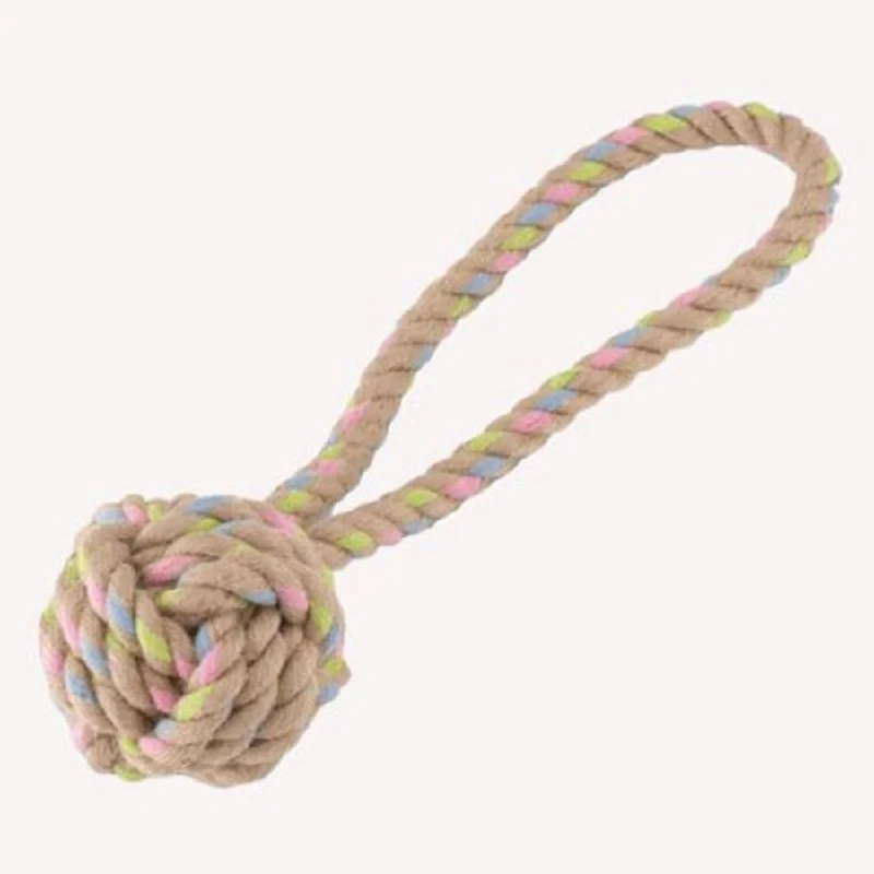 interactive treat-dispensing toy-Beco Hemp Ball with Loop Rope