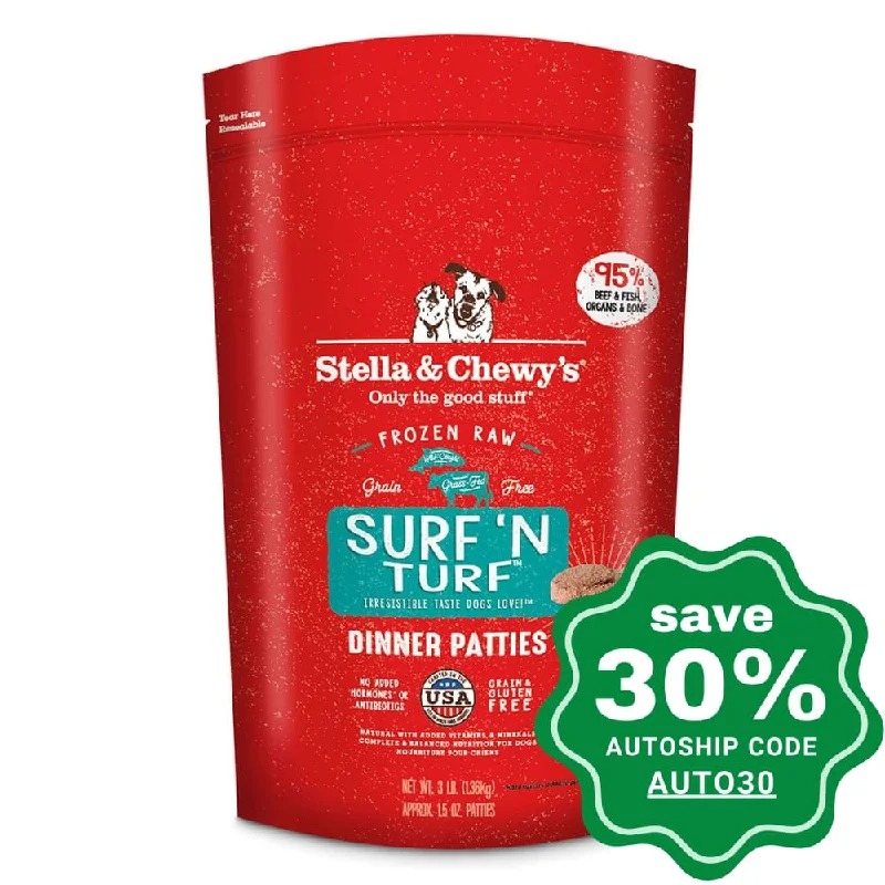 large-capacity automatic feeder-Stella & Chewy's - Frozen Raw Dog Dinner Patties - Surf 'N Turf - 6LB (Min. 4 Packs)