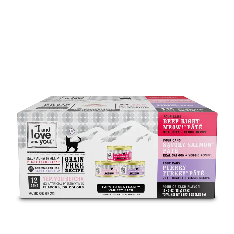 non-toxic bird cage bedding-I and Love and You Beef, Right Meow!, Savory Salmon, and Purrky Turkey Pate Multi-Pack Canned Cat Food