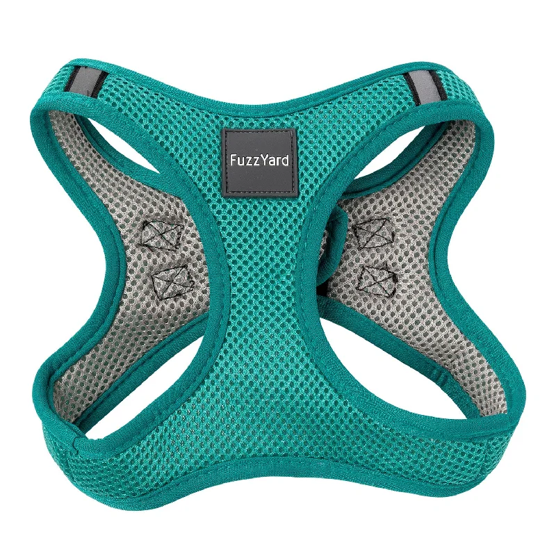 adjustable chew-proof dog harness-FuzzYard Lagoon Step In Dog Harness Teal