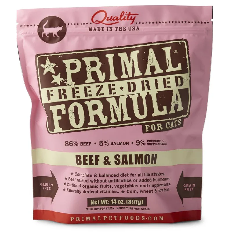 anti-scratch furniture protector-'BUNDLE DEAL': Primal Freeze Dried Feline Beef & Salmon Formula Cat Food 14oz