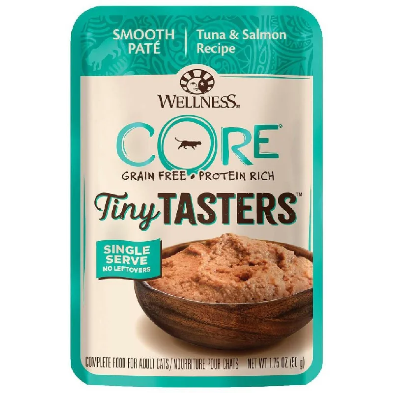 pet-safe herbal tick repellent-Wellness CORE Tiny Tasters Grain-Free Smooth Pate Tuna & Salmon Wet Food for Cats (1.75 oz x 12 pouches)