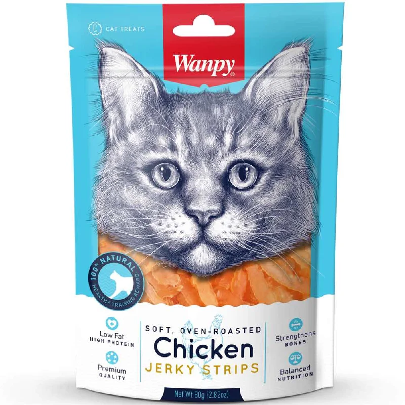 interactive rabbit toy-3 FOR $9.90: Wanpy Soft Oven-Roasted Chicken Jerky Strips Cat Treats 80g