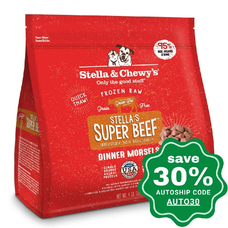 self-warming orthopedic dog pad-Stella & Chewy's - Frozen Raw Dog Dinner Morsels - Stella's Super Beef - 4LB (Min. 4 Packs)