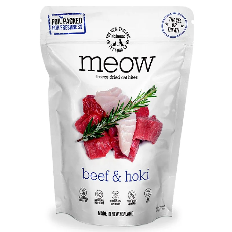 pet-safe disinfecting spray-MEOW Beef & Hoki Grain-Free Freeze Dried Raw Cat Treats 50g