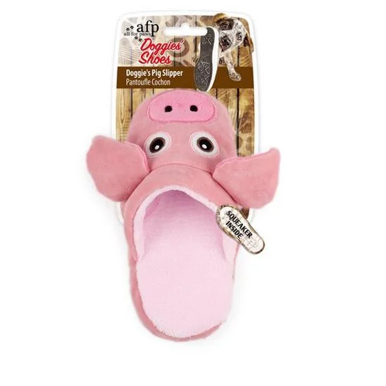 chew-resistant silicone pet toys-All For Paws Doggies Pig Slipper Soft Dog Chew Toy