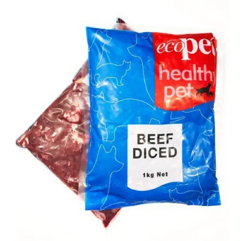 dog-friendly toothpaste-Ecopet Diced Beef Raw Dog Food 1kg