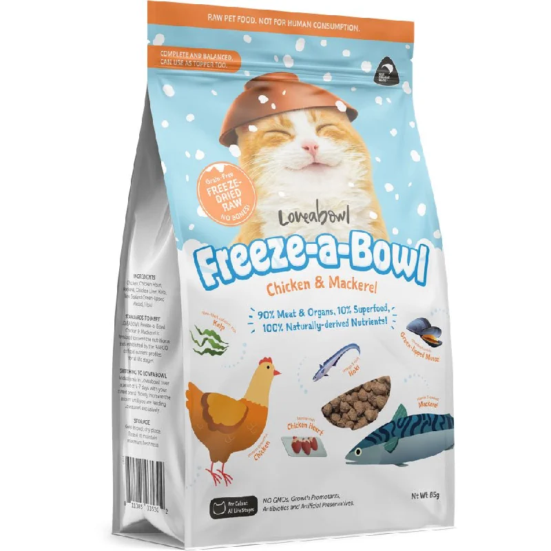 water-resistant puppy pee pad-Loveabowl Freeze-A-Bowl Chicken & Mackerel Grain-Free Freeze-Dried Raw Cat Food