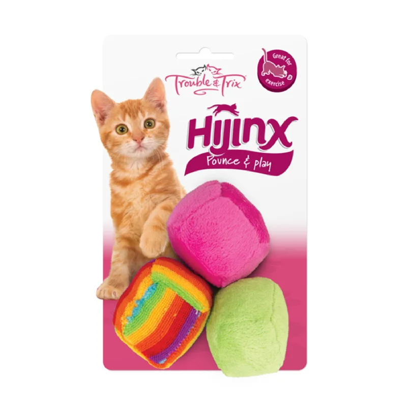 puppy crate training set-Trouble & Trix HiJinx Balls Cat Toy 3pk