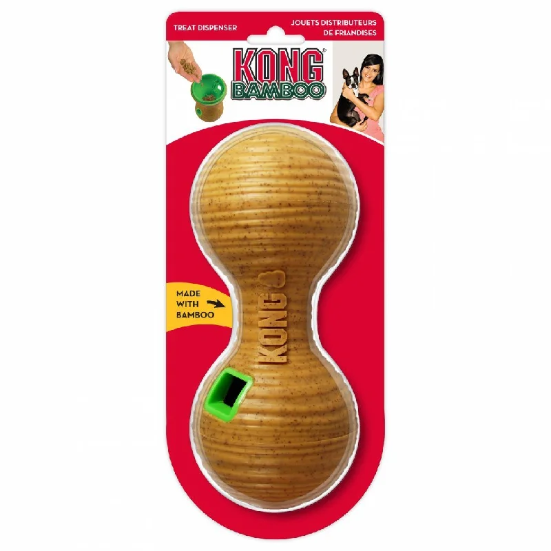 extra-wide retractable dog gate-KONG Bamboo Feeder Dumbbell for Dogs