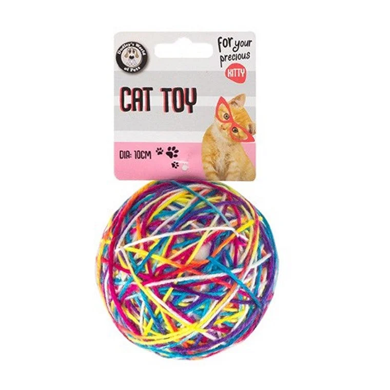 anti-scratch cat furniture cover-Cat Toy Colourful Yarn Ball, 10cm