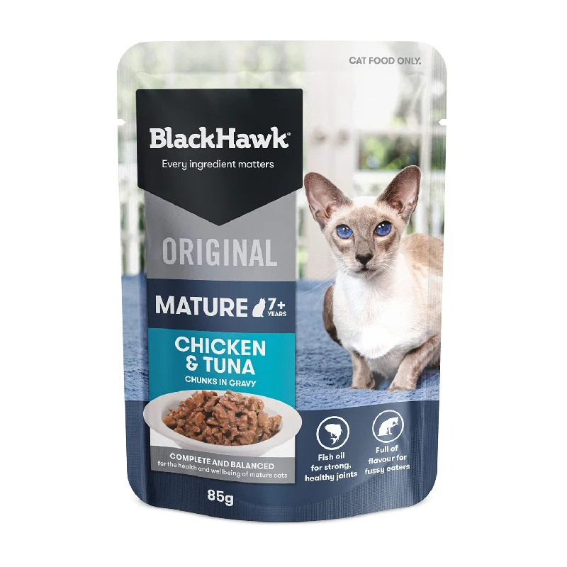 non-toxic bird cage liner-Black Hawk Chicken & Tuna in Gravy Mature 7+ Adult Wet Cat Food