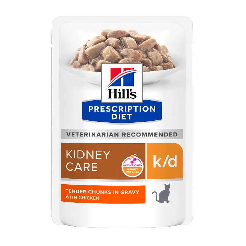 hamster hideaway house-Hill's Prescription Diet K/D Kidney Care Chicken Wet Cat Food Pouches 12x85g