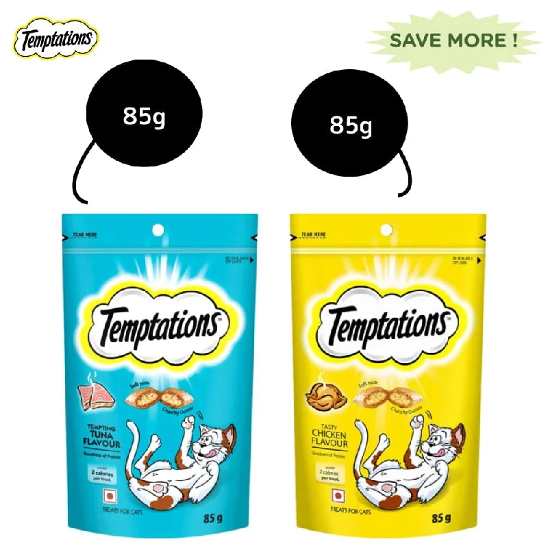 non-toxic bird cage liner-Temptations Tempting Tuna and Tasty Chicken Flavour Cat Treats Combo