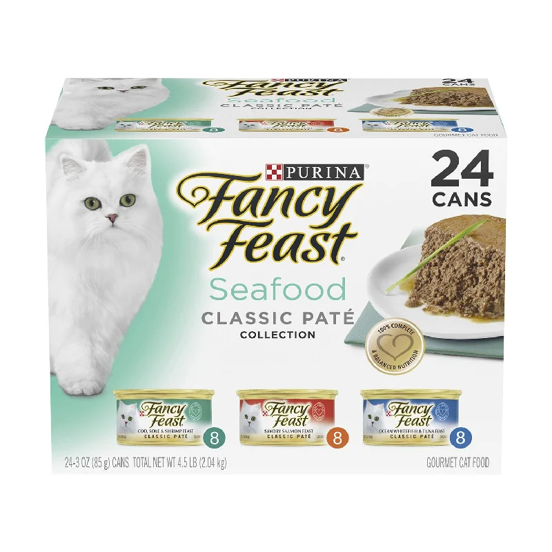 durable dog toy rope-Fancy Feast Variety Pack Seafood Classic Pate Adult Wet Cat Food 24x85g