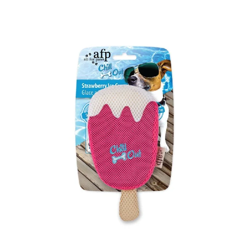 easy-to-use pet tracker-Dog Drinking Sponge Soak - Strawberry Ice Cream Shape Chew Play Toy AFP - Pink