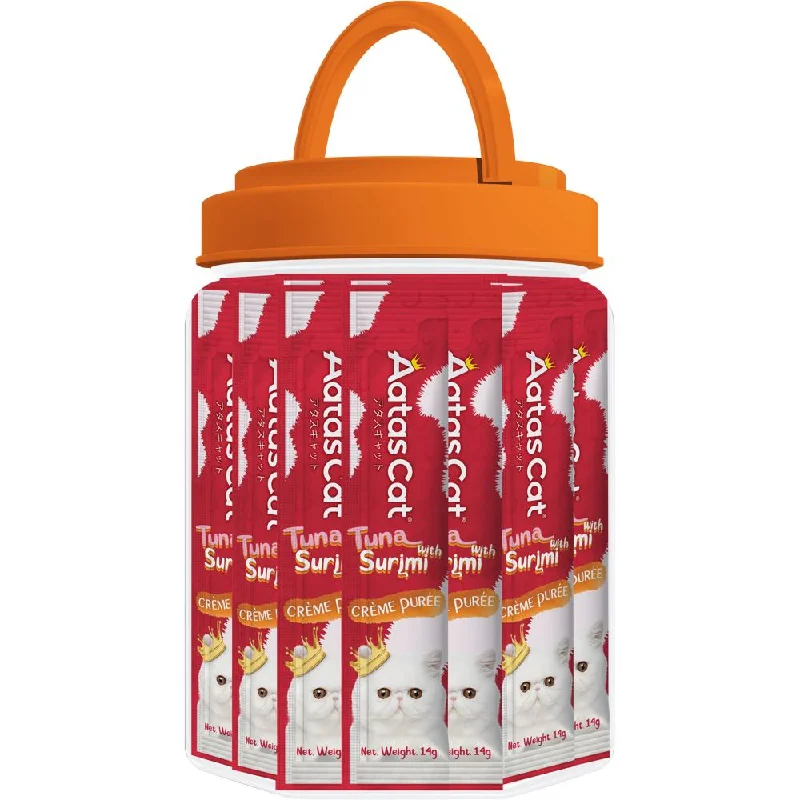 smart voice-controlled pet feeder-$9 OFF: Aatas Cat Creme Puree Tuna With Surimi Grain-Free Liquid Cat Treats 50pc