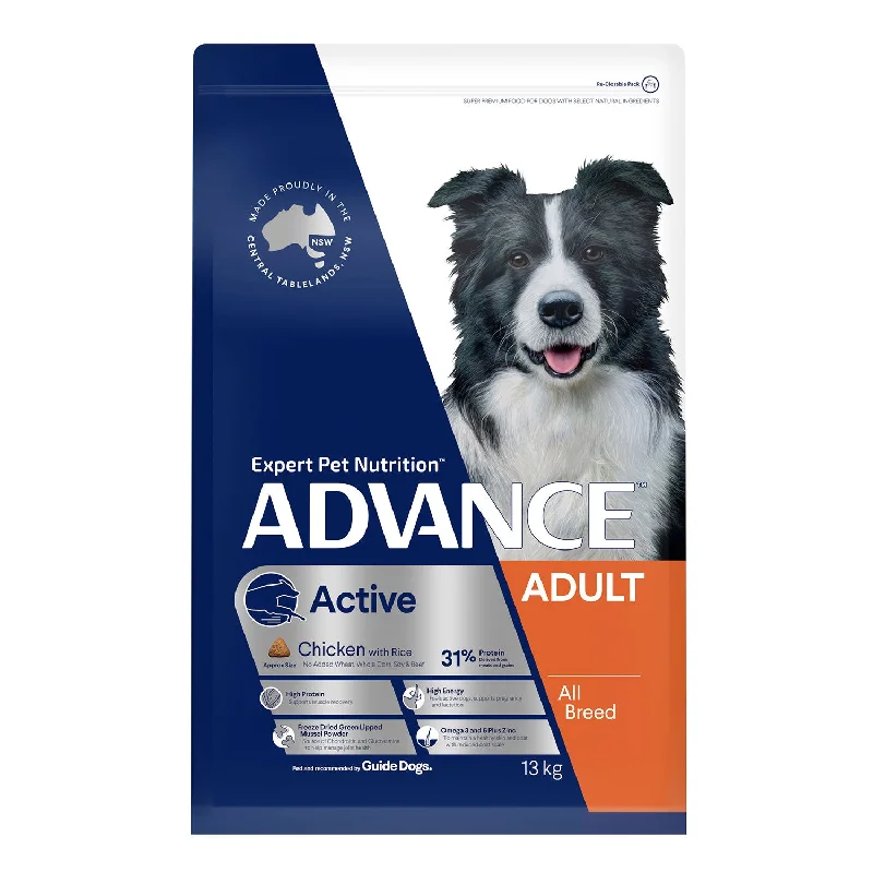 soft chew dog calming treats-Advance All Breed Active Chicken & Rice Adult Dry Dog Food