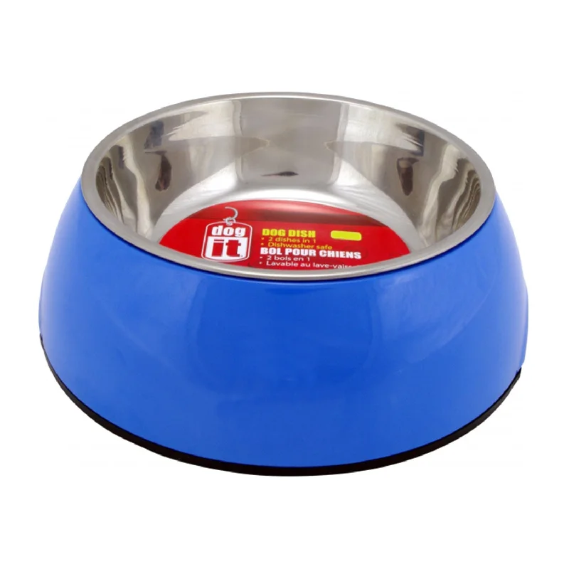 spill-proof elevated pet feeder-Dogit 2 in 1 Durable Dog Bowl Blue