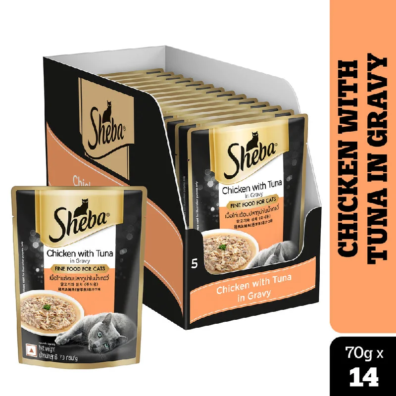 high-protein dog treats-Sheba Chicken With Tuna In Gravy Rich Premium Adult Fine Cat Wet Food