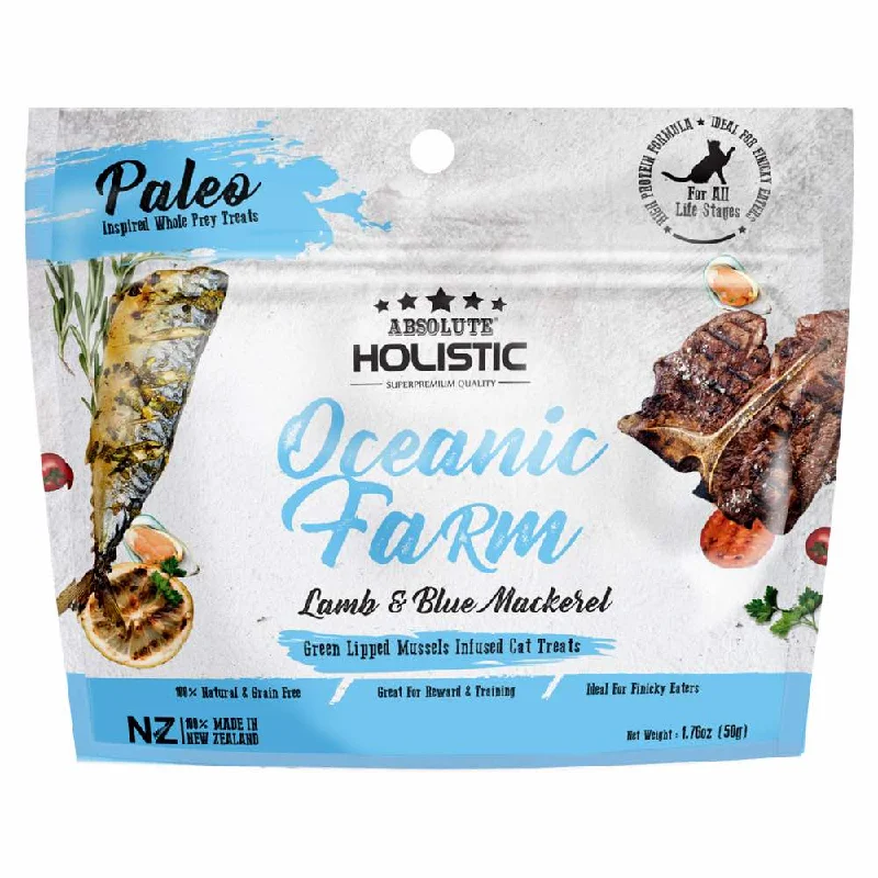 durable chew-resistant dog crate-Absolute Holistic Oceanic Farm Lamb & Blue Mackerel Air Dried Grain-Free Cat Treats 50g