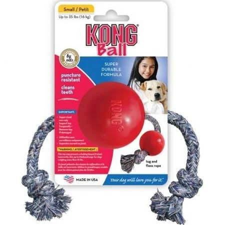 large dog swimming pool-KONG Ball on Rope - Small Red