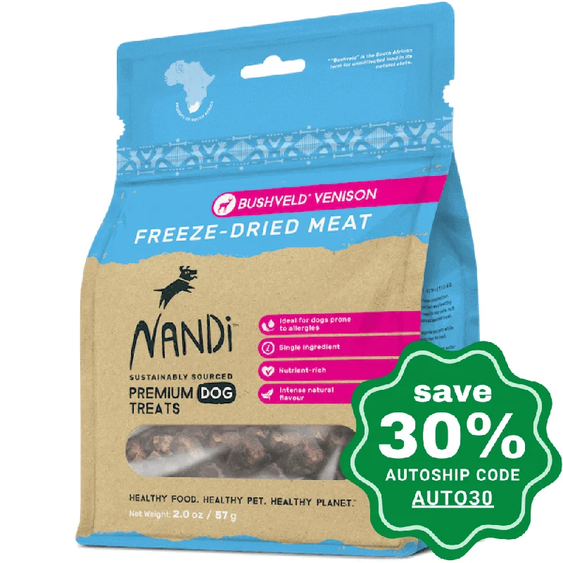 soft plush cat tunnel-Nandi - Freeze-Dried Treats - Bushveld Venison - 57G