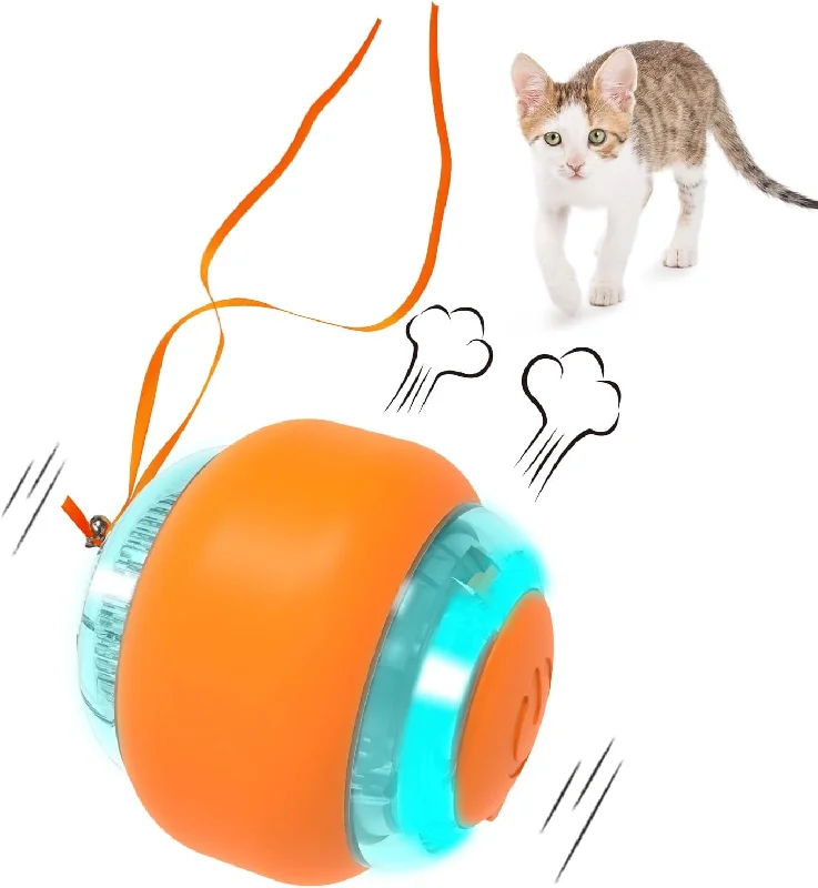 scratch-resistant rabbit playpen liner-Goofy Tails Smart Ball Interactive Toy for Cats and Kittens | 360° Automatic Rotating Cat Toy Ball