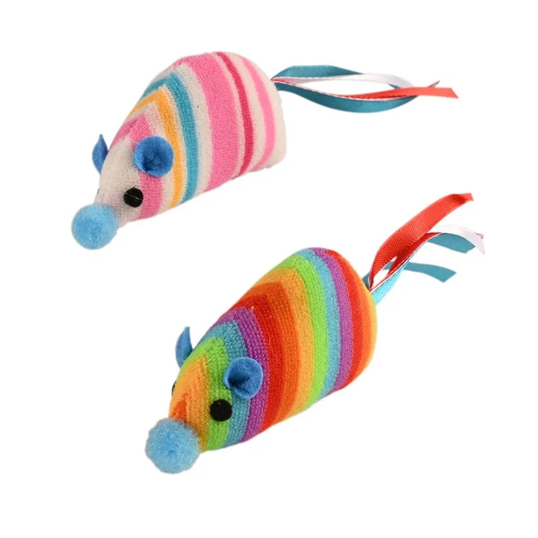 chew-resistant fish tank tubing-Rainbow Mouse Cat Toy, 2pc