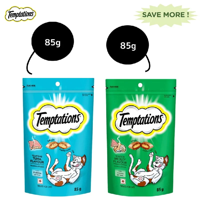 interactive rabbit toy-Temptations Tempting Tuna and Seafood Medley Flavour Cat Treats Combo