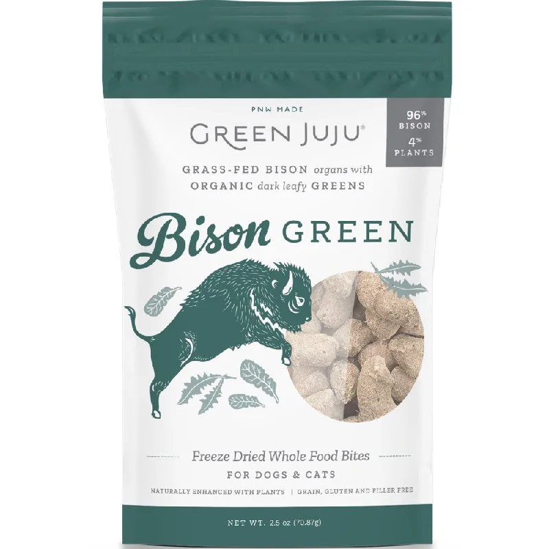 all-natural pet breath freshener-Green Juju Bison Green Grain-Free Freeze-Dried Raw Treats & Food Toppers For Cats & Dogs