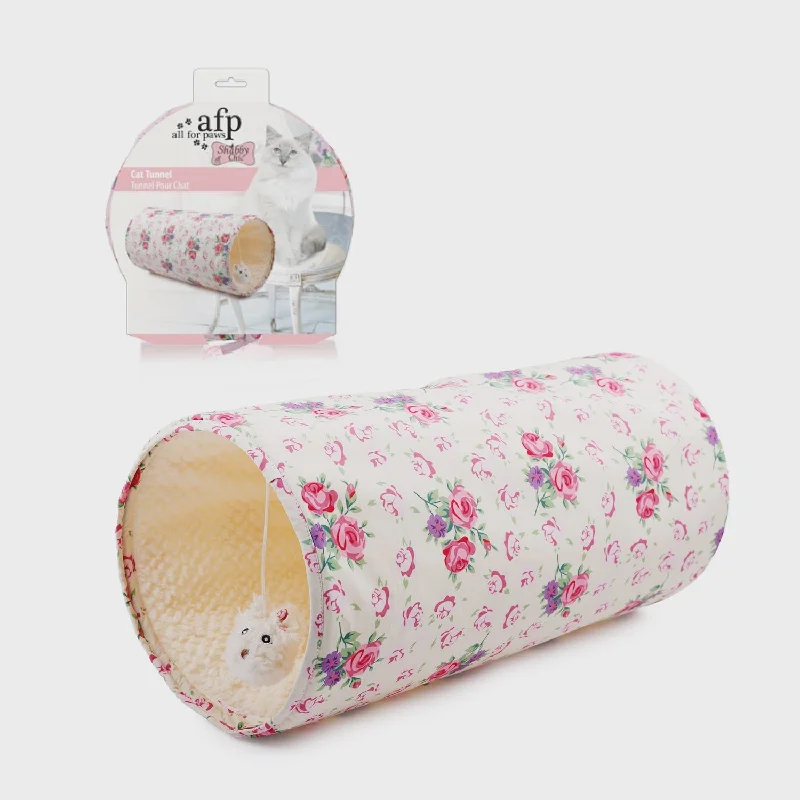 ultra-durable chew-resistant puppy toy-AFP SHABBY CHICK CAT TUNNEL