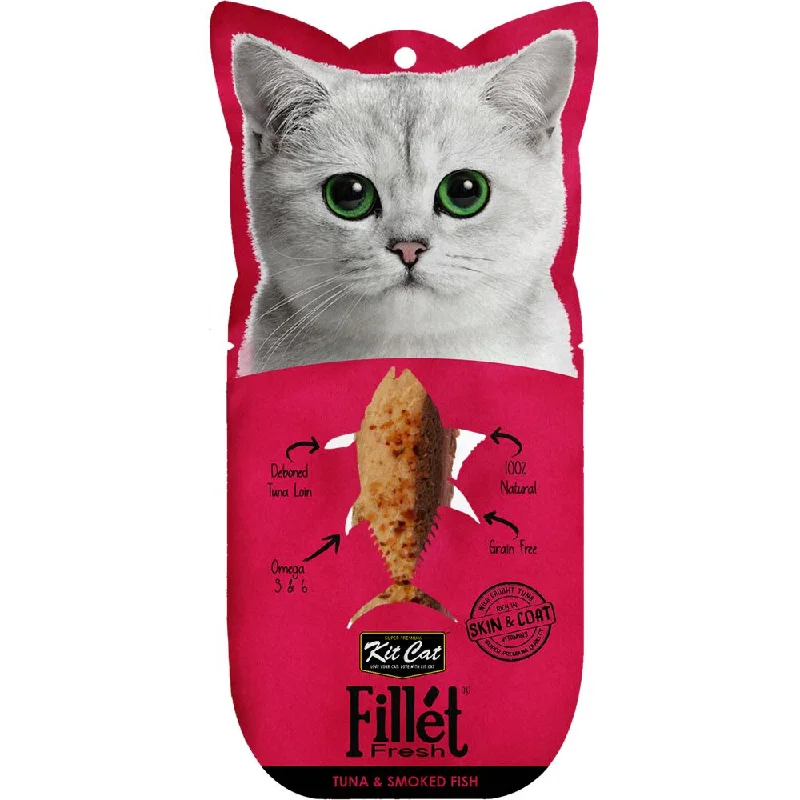 cat-friendly soft fleece blanket-6 FOR $13: Kit Cat Fillet Fresh Tuna & Smoked Fish Cat Treat 30g