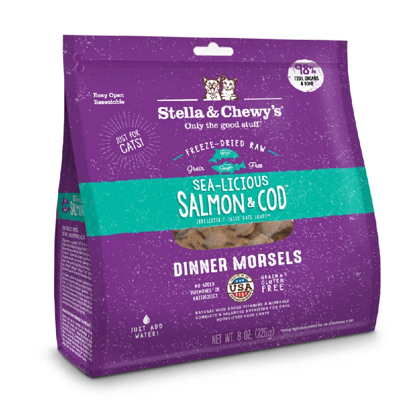 all-season windproof dog jacket-Stella & Chewy's Sea-Licious Salmon & Cod Dinner Morsels Grain Free Freeze Dried Raw Cat Food