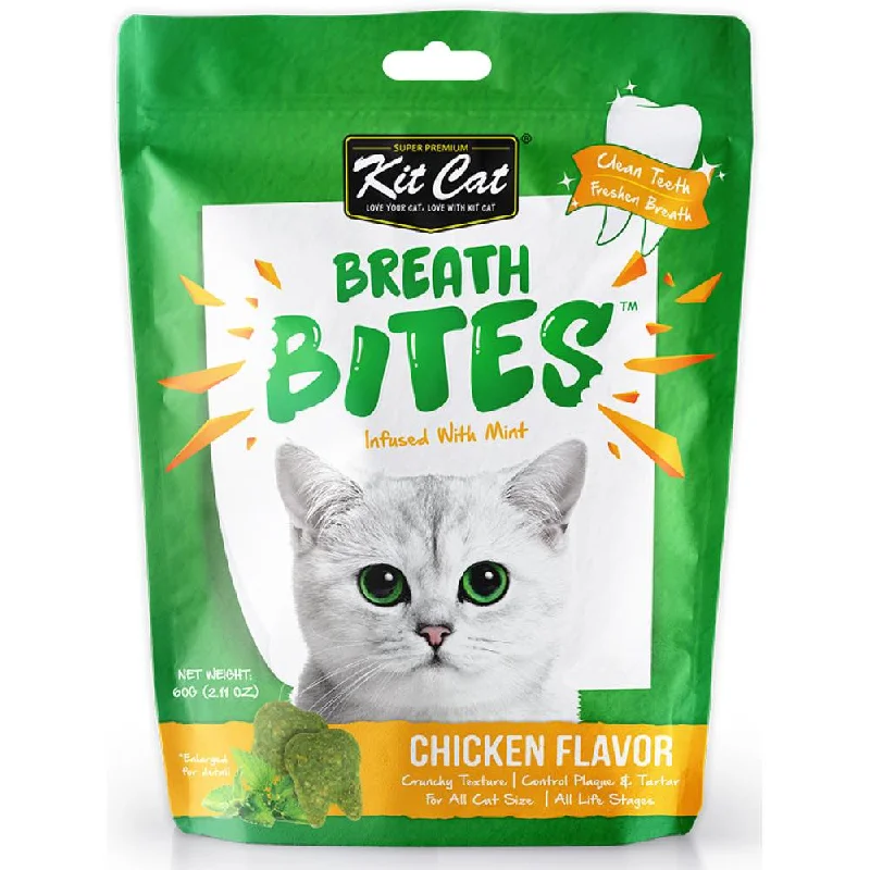 portable water bowl for pets-5 FOR $14: Kit Cat Breath Bites Mint & Chicken Flavour Dental Cat Treats 60g