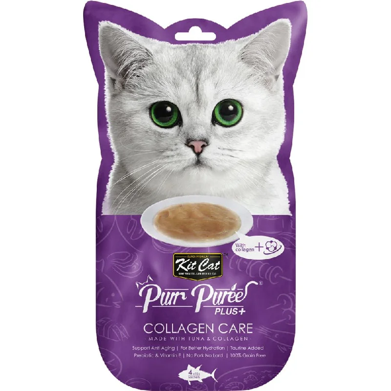 space-saving cat wall shelves-4 FOR $14: Kit Cat Purr Puree Plus Collagen Care Tuna Cat Treats 60g