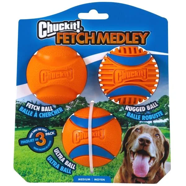 anti-scratch cat furniture cover-Chuckit Fetch Medley Balls Medium Ultra Fetch Rugged Pack of 3