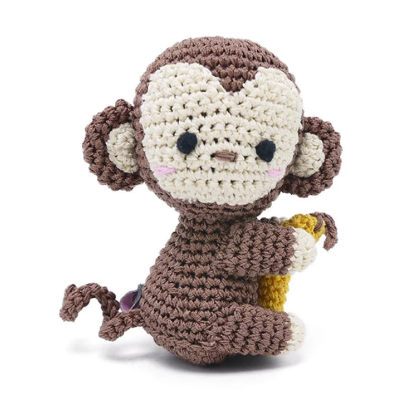 LED-lighted pet leash attachment-Crochet Monkey Dog Toy