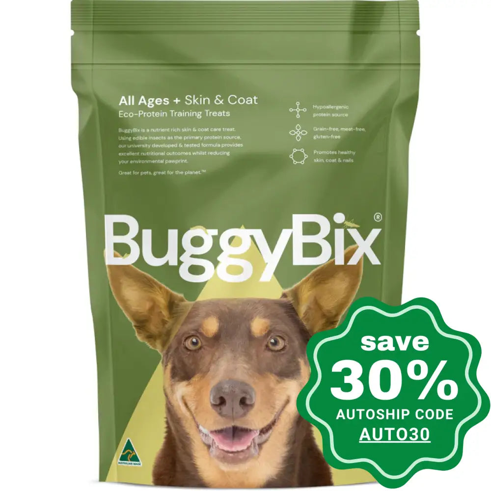 all-natural pet breath freshener-BuggyBix - Dried Treats For Dogs - All Ages + Skin & Coat Eco-Protein Training Treats - 170g