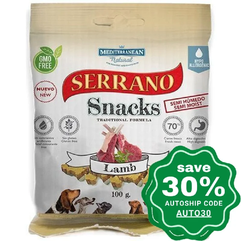 waterproof dog cooling vest-Mediterranean Natural - Serrano - Dog Treats - Lamb Snacks - 100G (min. 6 Packs)