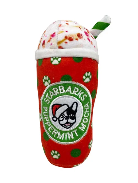 smart voice-controlled pet feeder-Starbarks Puppermint Mocha - Holiday Dots Cup