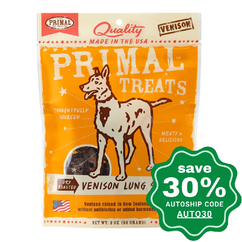 chew-resistant outdoor dog house-Primal - Treats - Dry Roasted Venison Lung Snaps - 2OZ