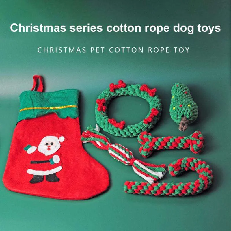 Christmas Chew Toys with Stocking (6 pieces)